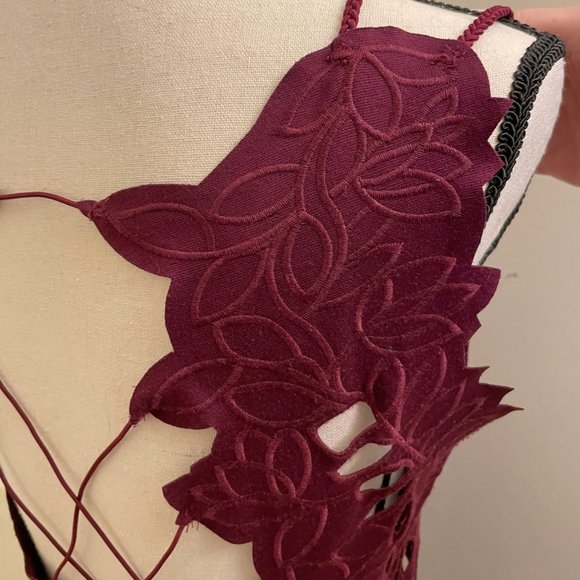 Free People Magenta Dress with Floral Applique - Picture 7 of 11